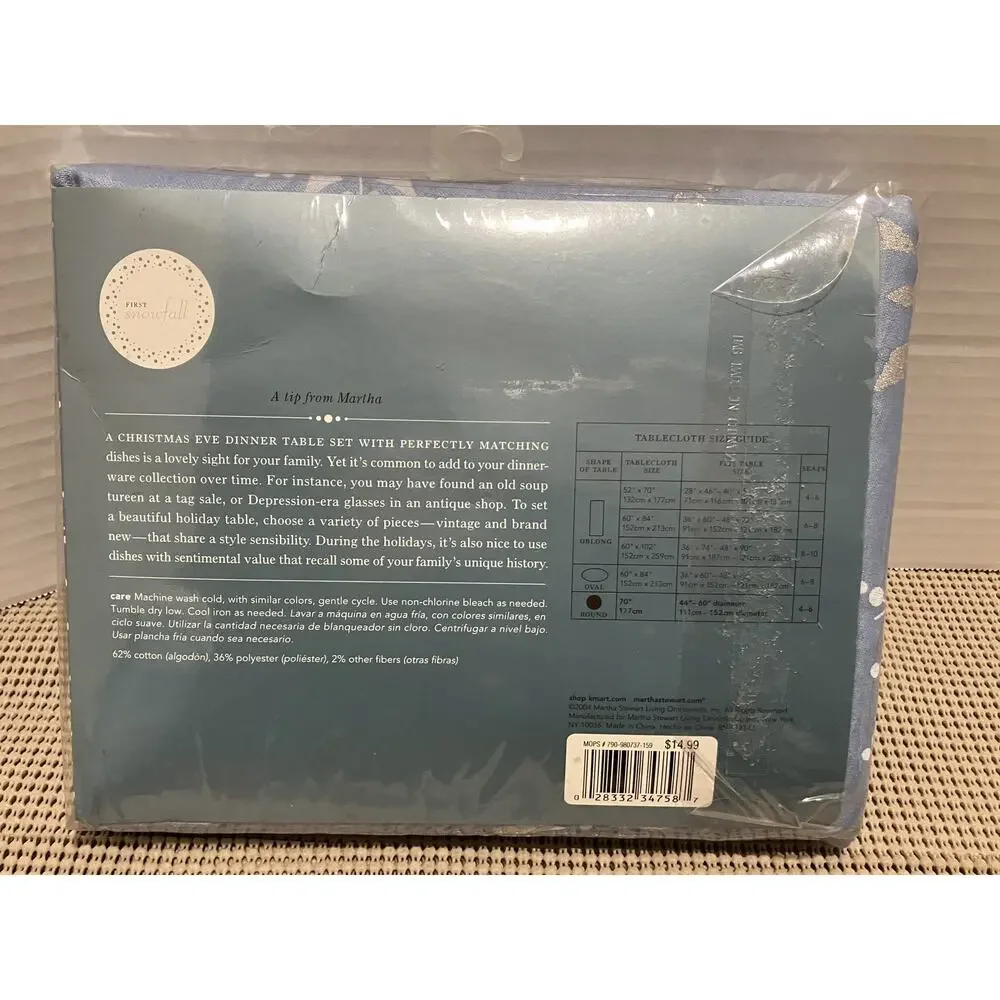 Martha Stewart Everyday First Snowfall Round Tablecloth 70